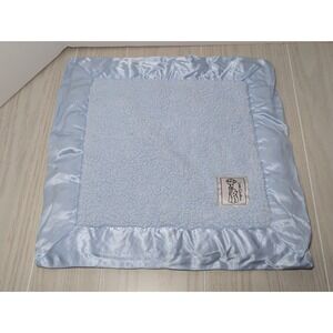 Little Giraffe Blue satin trim luxe plush baby security blanket